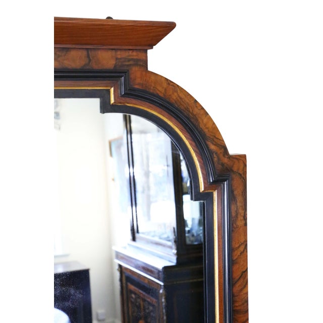 Late 19th Century Large Antique Aesthetic Movement Burr Walnut and Ebonised Overmantle Wall Mirror, 1880s For Sale - Image 5 of 9