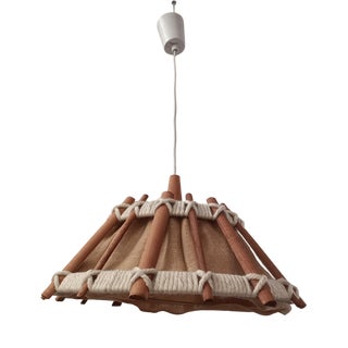 Scandinavian Wood and Rope Pendant Light, 1990s For Sale