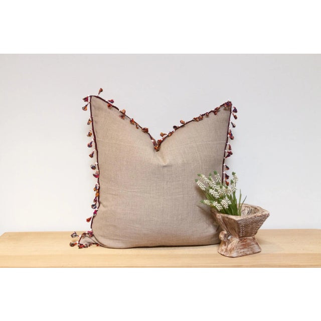 Glass Jasmine Rajasthani Embroidered Decorative Pillow For Sale - Image 7 of 8