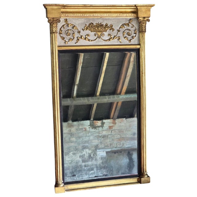 Glass Large Antique Overmantle Wall Pier Mirror in Gilt and White Frame, 1800s For Sale - Image 7 of 7