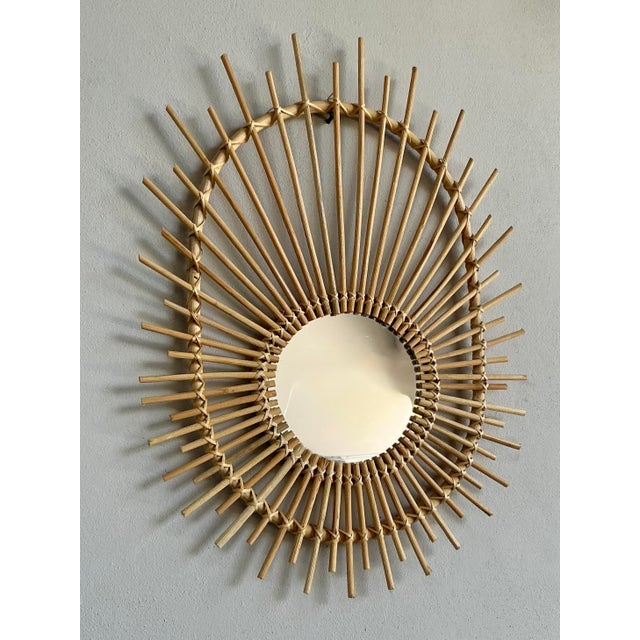 Vintage Boho Rattan Rays Mirror For Sale In West Palm - Image 6 of 6