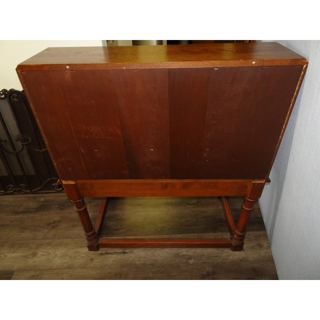 Lh25 Vintage French Country Drop Leaf Secretary Desk Solid Oak For Sale - Image 12 of 12