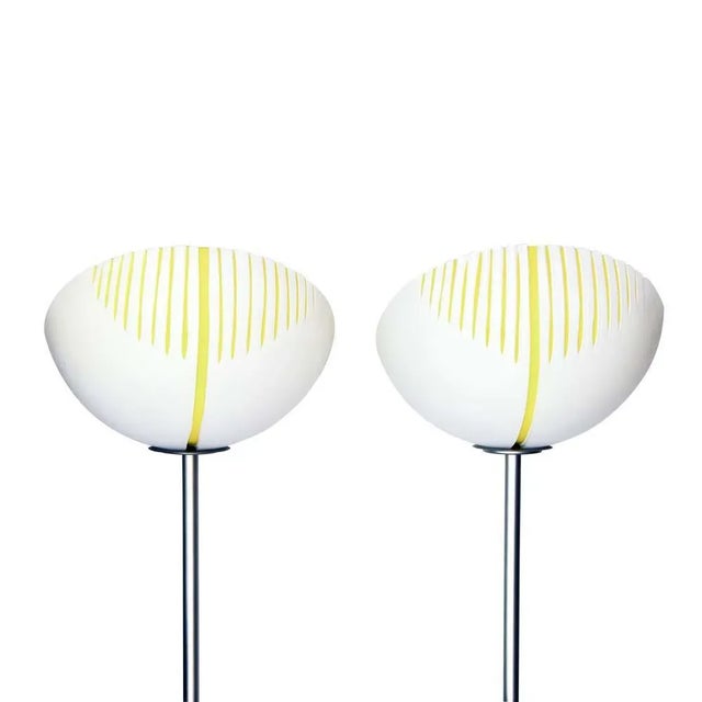 Yellow and White Murano Glass Floor Lamps, 1980s, Set of 2 For Sale - Image 3 of 6