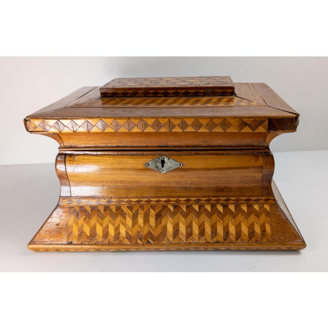 Late 19th Century 19th Century American Folk Art Marquetry Casket Box For Sale - Image 5 of 17