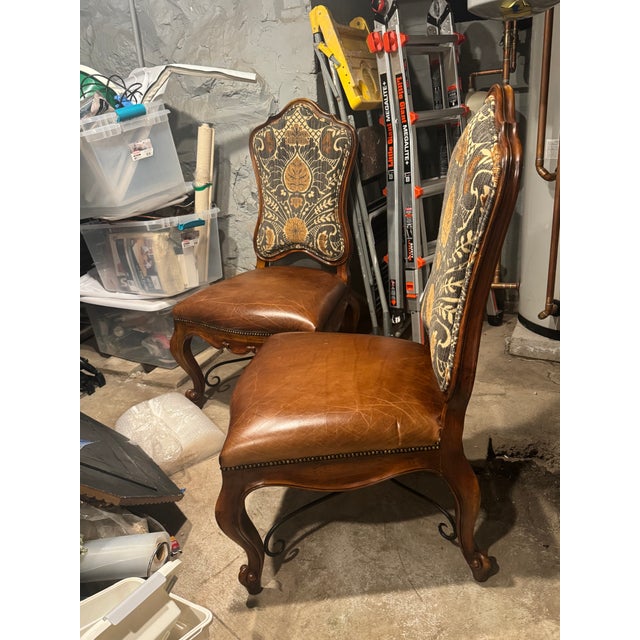 Wood Set of 12 John-Richard Upholstered Dining Chairs With Leather Seats For Sale - Image 7 of 15