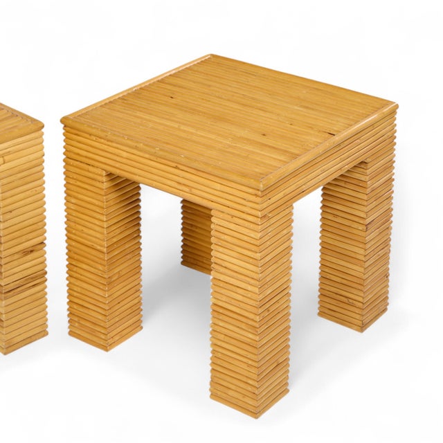 McGuire Style Mid Century Rattan Side Tables - Pair For Sale - Image 10 of 10