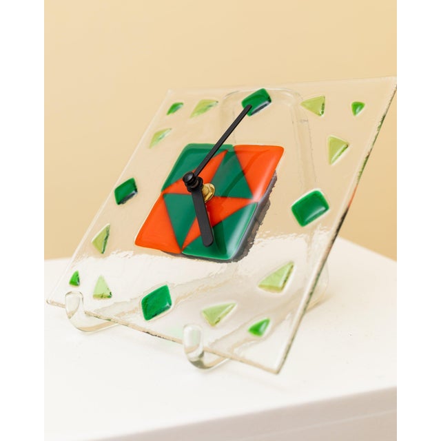 Vintage Glass Wall Clock, Italy, 1980s For Sale - Image 3 of 12