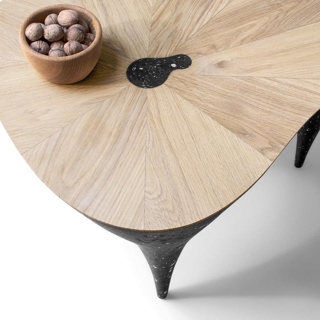 Wood Contemporary Curved Oak & Black Concrete Coffee Table by Donatas Žukauskas For Sale - Image 7 of 11