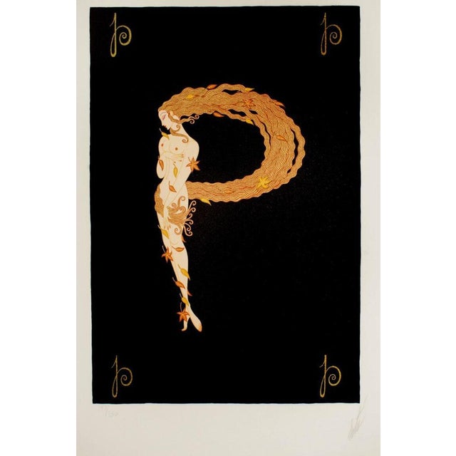 Erté, Letter P, Lithograph and Screen Print, 1976 For Sale - Image 4 of 4