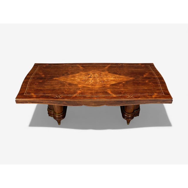 Brown Jules Leleu, French Art Deco, Rosewood, Abalone, Rare Dining Table, France, 1930s For Sale - Image 8 of 18