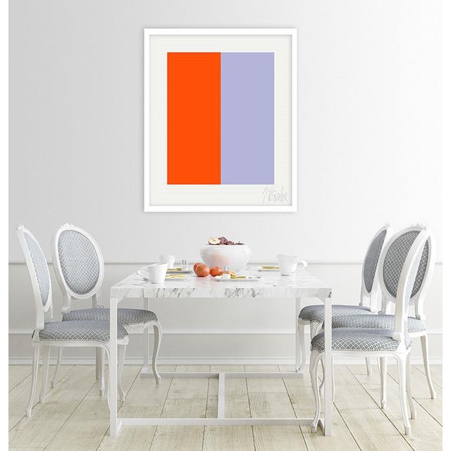 "Color's Cooperation no. 3" by Liz Roache (orange and purple) This Modern, Mid Century, Contemporary Fine Art Print was...