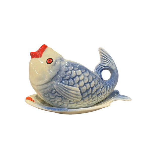 1930’s Shorter and Sons Fish Gravy Boat and Plate Set- 2 Pieces For Sale - Image 4 of 8