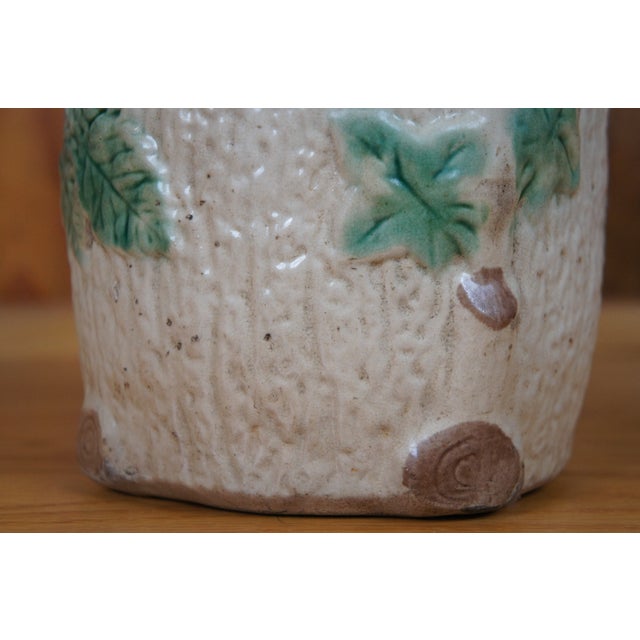 Antique Majolica Arsenal Wild Rose Rustic Tree Bark Creamer Pitcher Jug For Sale - Image 12 of 12