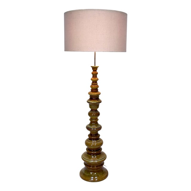 Large Sculptural Glazed Ceramic Floor Lamp from Kaiser-Leuchten, 1960s For Sale