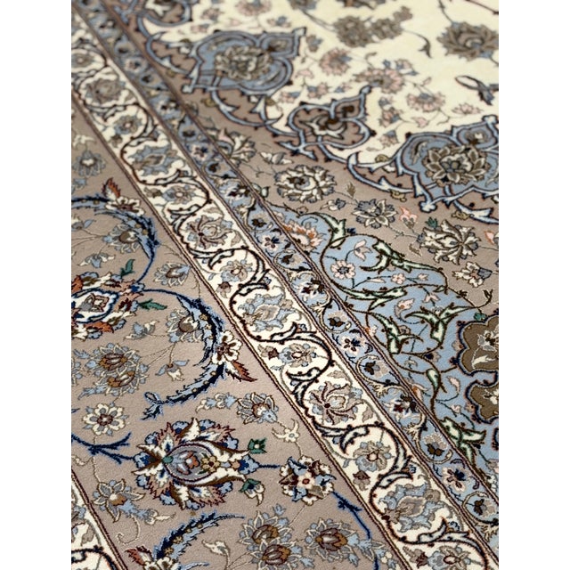 Pasargad Beige Persian Isfahan Silk & Wool For Sale - Image 9 of 18