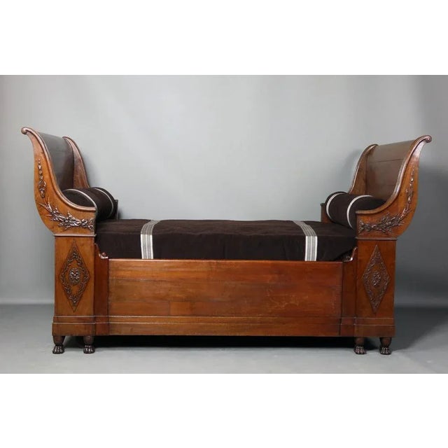 Vintage Wooden Bed with Floral Decorations For Sale - Image 3 of 12