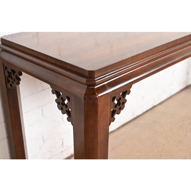1960s Baker Furniture Style Hollywood Regency Chinoiserie Carved Mahogany Console Table, Circa 1960s For Sale - Image 5 of 11