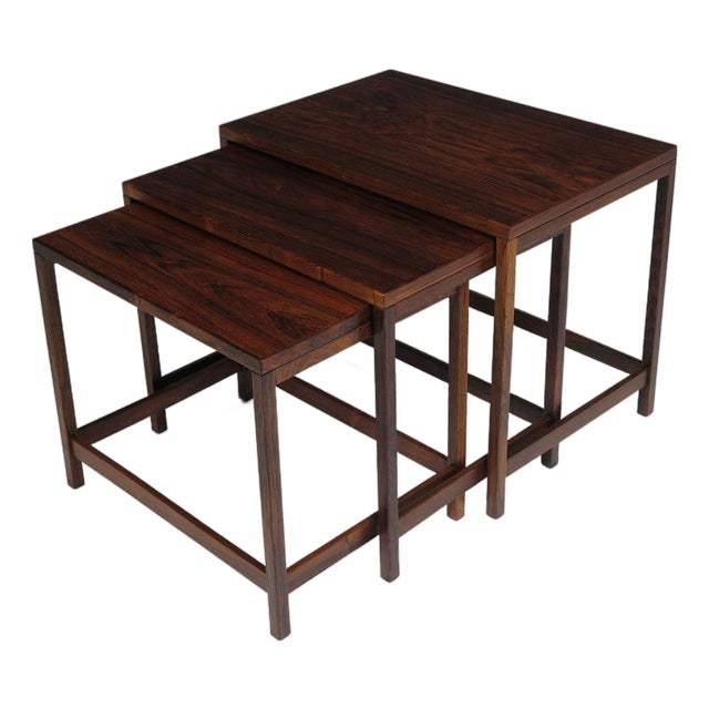 Danish Modern Brazilian Rosewood Nesting Tables, Set of 3 For Sale
