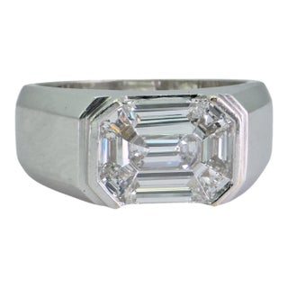 18k(750) White Gold - Lab Created Diamond Illusion Setting Emerald Shape: Ring For Sale