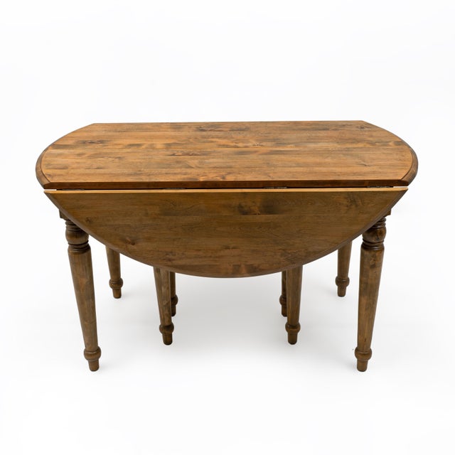 Antique Tuscan Elm Extendable Round Dining Table with Five Leaves, 1900 For Sale - Image 9 of 15