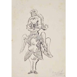 Leo Longanesi, At the Dance (Flying Cat), 1930s, Ink For Sale