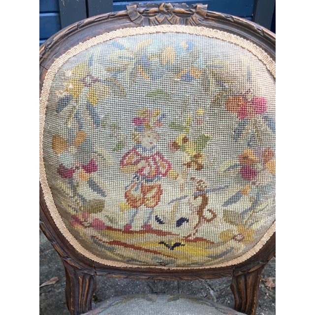 1920s Antique Needlepoint Bergere Chair For Sale - Image 5 of 12
