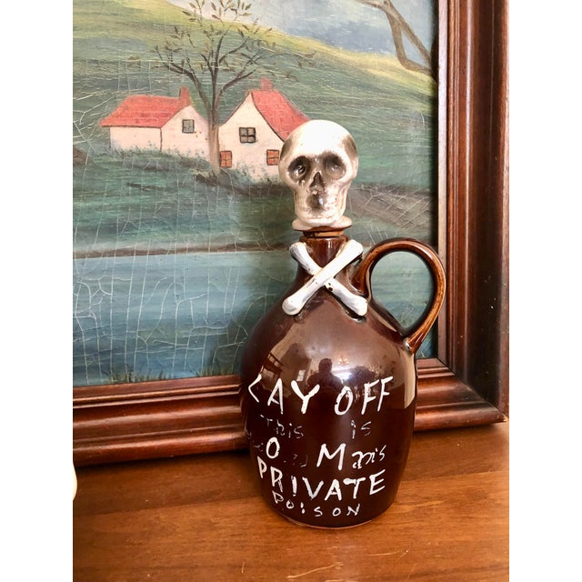 Brown Skull and Bones Poison Rum Bottle Decanter Mid Century For Sale - Image 8 of 12
