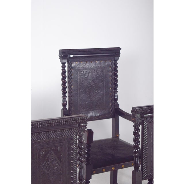 Leather Dining Chairs, 1920s, Set of 6 For Sale - Image 6 of 14