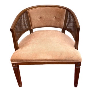 Mid-Century Cane Barrel Occasional Chair For Sale