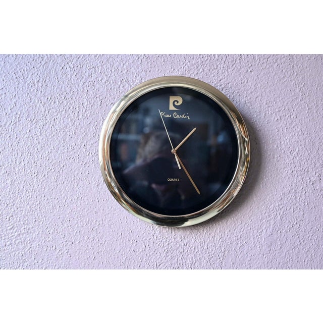Vintage Wall Clock in Gold Brass by Pierre Cardin, 1980s For Sale - Image 3 of 6