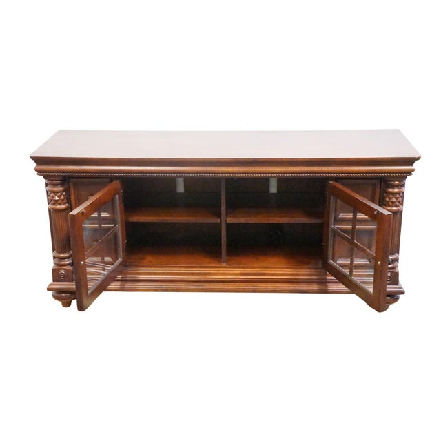 Wood High End Solid Cherry Traditional Contemporary Style 64" Media Console For Sale - Image 7 of 14