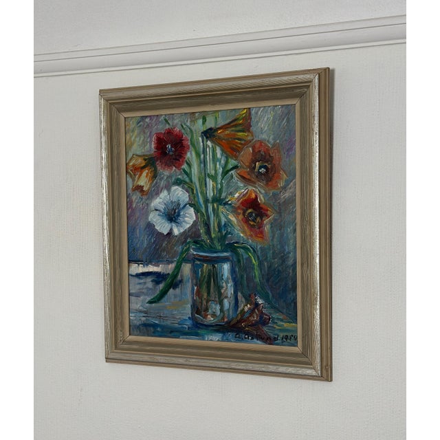A. Åslund, Flower Still Life, 1954, Oil on Panel, Framed For Sale - Image 6 of 18