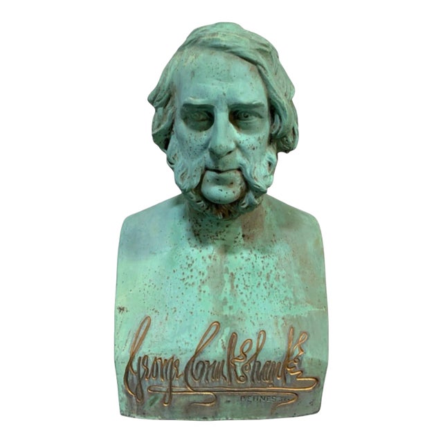 Large Bronze Bust of George Cruikshank by William Behnes For Sale