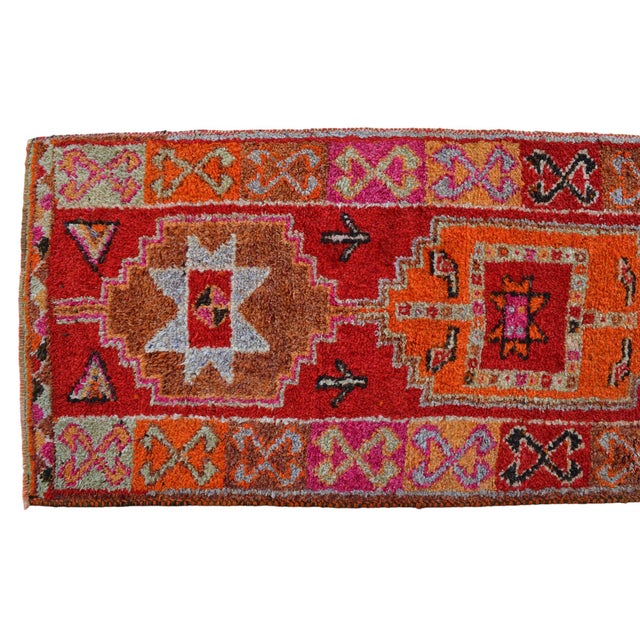 Red Hand-Knotted Turkish Kurdish Runner For Sale - Image 8 of 12