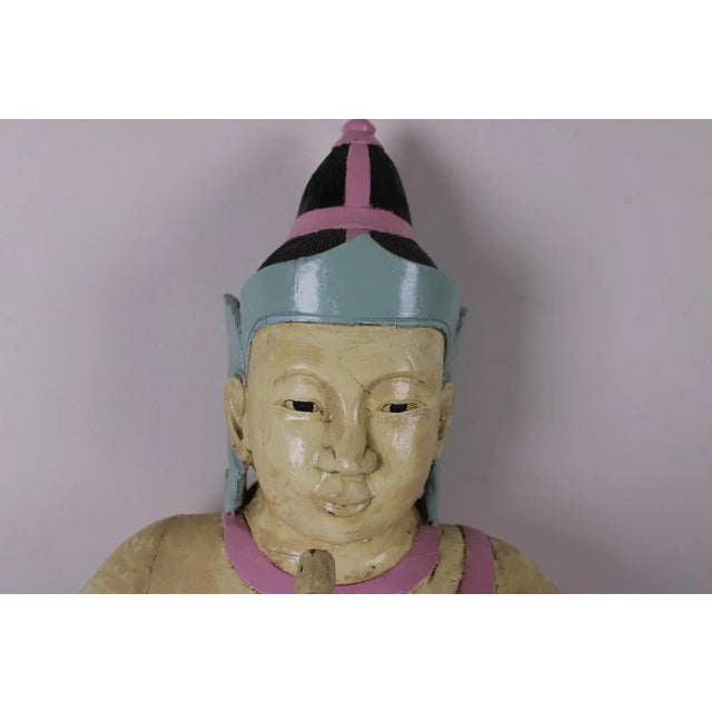 Mid 20th Century "Prince Phra Aphai" Mani Wood Carved Sculpture For Sale - Image 4 of 13