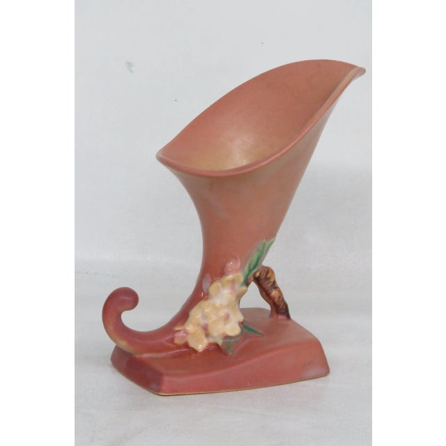 Roseville Pottery Roseville 321-6 Cornucopia Vase 1940s Apple Blossom For Sale - Image 4 of 13