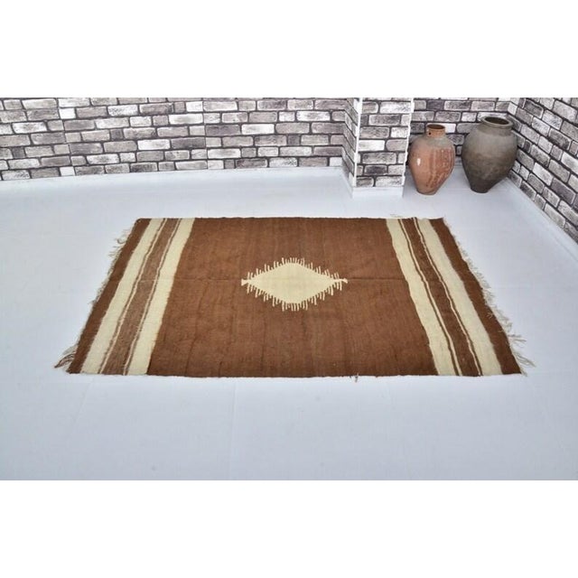 1960s Vintage Handwoven Natural Goat Hair Kilim Rug For Sale - Image 5 of 10