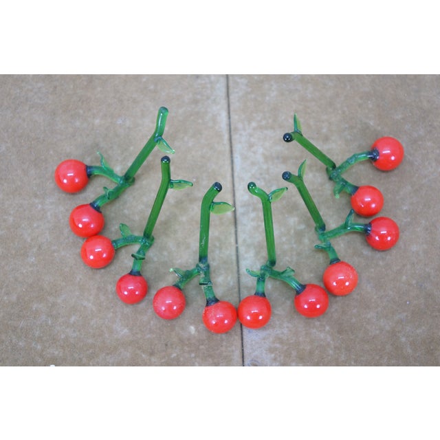 Mid 20th Century Hand Blown Glass Cherry Name Place Card Holder Table Settings - Set of 6 For Sale - Image 6 of 10