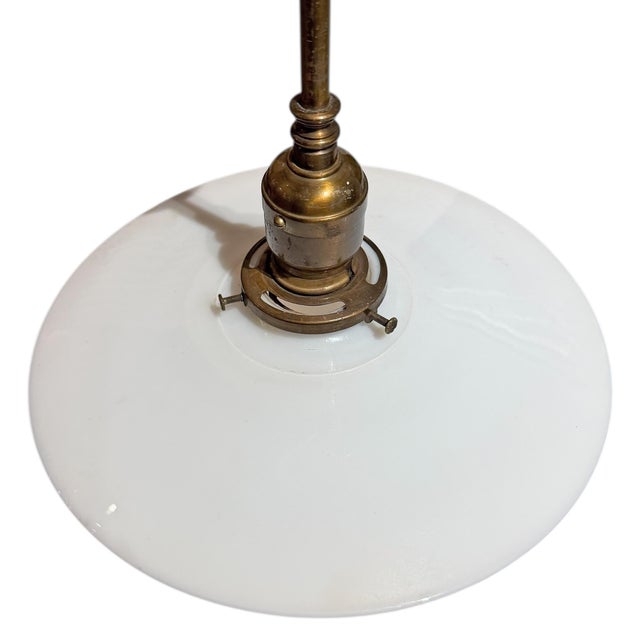 Early 20th Century American Milk Glass Pendant Light Fixture For Sale - Image 11 of 12