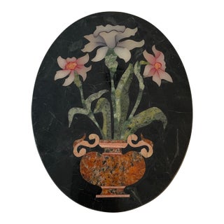 Oval Pietra Dura Floral Plaque For Sale