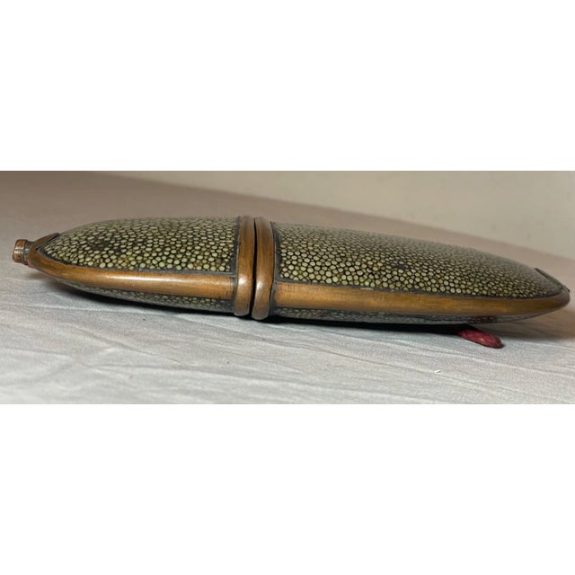 Rare Antique 19th Century Chinese Bronze Shagreen Stingray Glasses Case Holder For Sale In New York - Image 6 of 14
