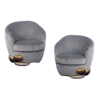 Vintage French Sculptural Capsule Lounge Chairs by Jean-Rémy Couradette, 2002, Set of 2 For Sale