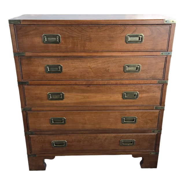 1990s Harden Furniture Campaign Style Wood Chest of Drawers For Sale