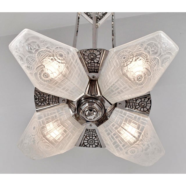 French Art Deco Chandelier by Francis Hubens & Degue - 1925 1935 France For Sale - Image 6 of 18