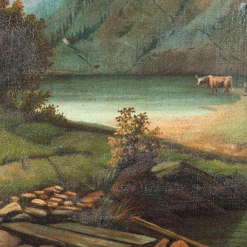 Mountain Landscape with Figures, 1874, Oil on Canvas For Sale - Image 6 of 11