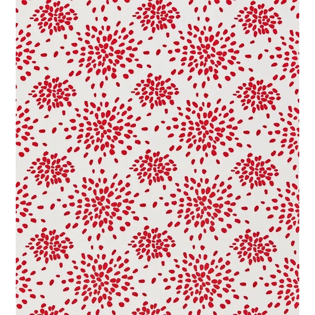 Traditional The House of Scalamandré Fireworks Cotton Print Fabric, Red on White For Sale - Image 3 of 3