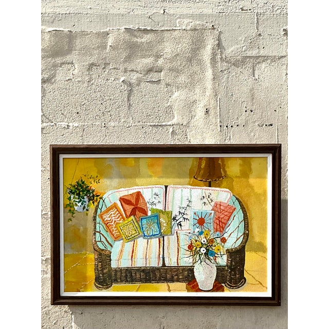 Rustic Vintage Boho Original Still Life Painting on Canvas For Sale - Image 3 of 6