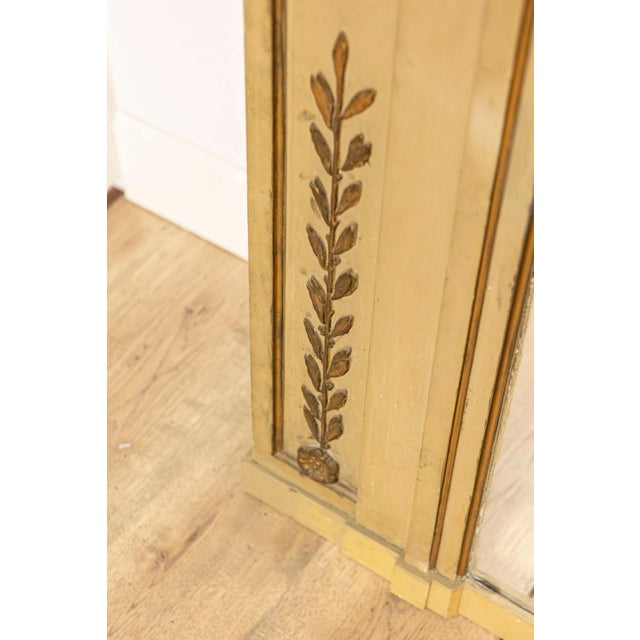 Beige Mid 20th Century French Empire Style Beige Painted Trumeau Mirror with Carved Gilt Décor For Sale - Image 8 of 13