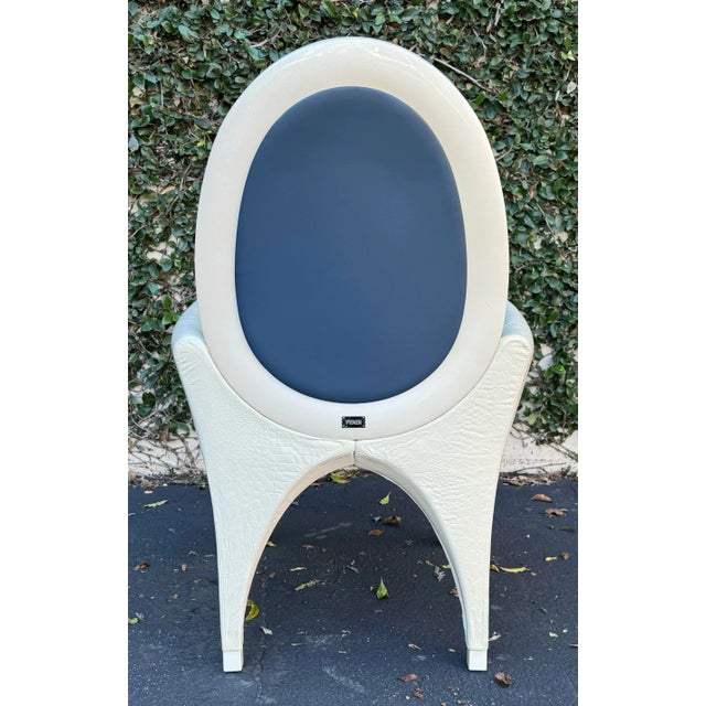 2010s Fendi Casa Crocodile Embossed Garcia Arm Chair For Sale - Image 5 of 8