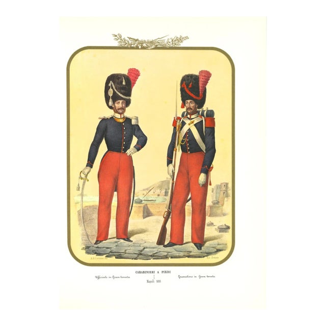 Antonio Zezon, Carabinieri, Original Lithograph, 1853 For Sale